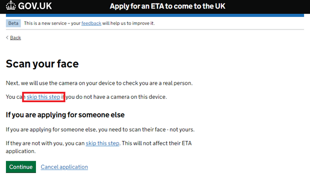 使用网站申请英国ETA_Step6_读取面容